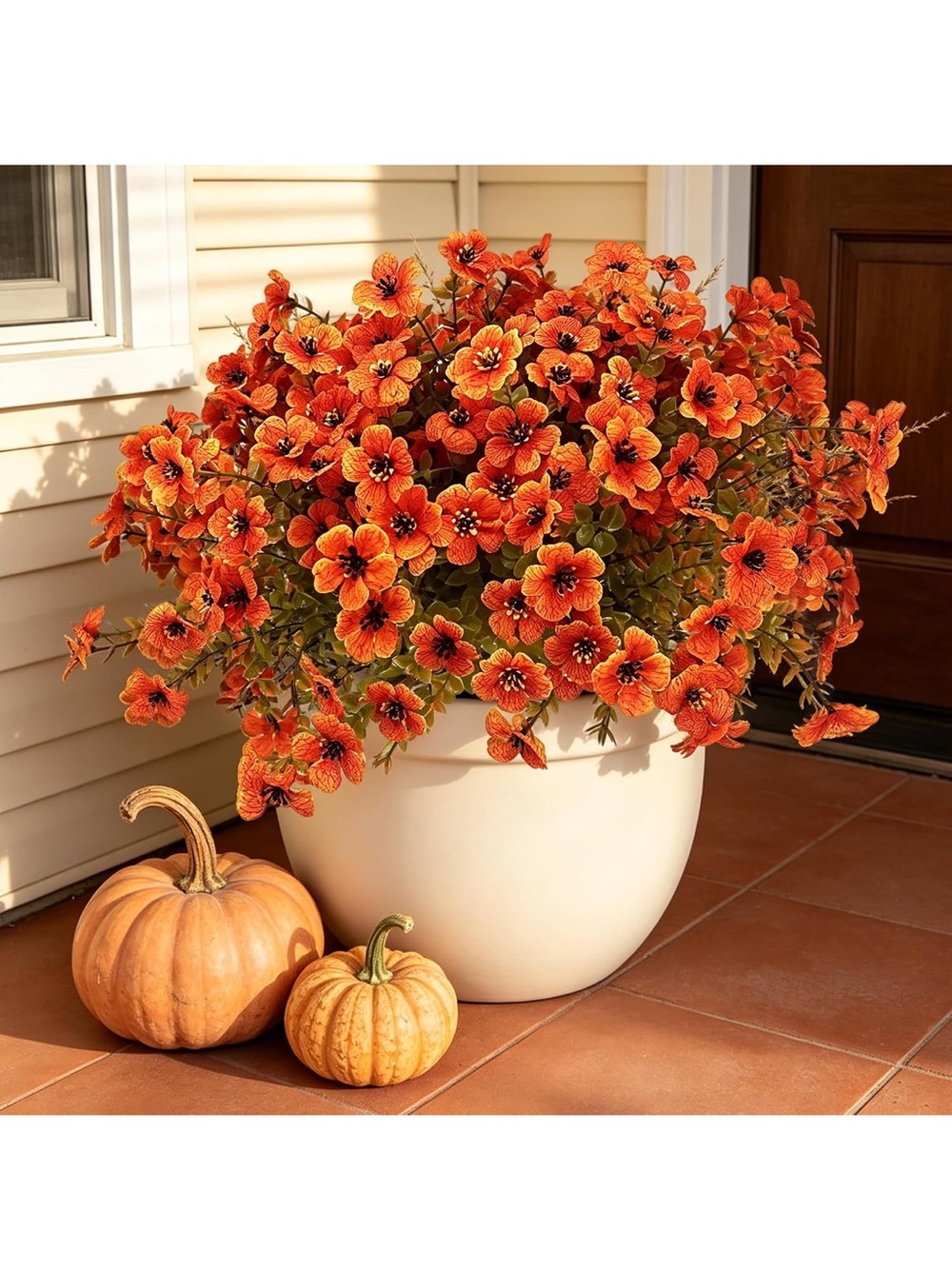 12 pcs artificial fall mums flower outdoor fake porch decor faux for planters